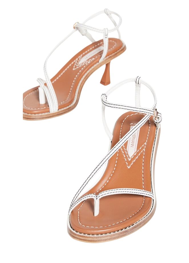 Zimmermann Skinny Strap Tie Sandal | Leather Shoes, Off White, Kitten Heels