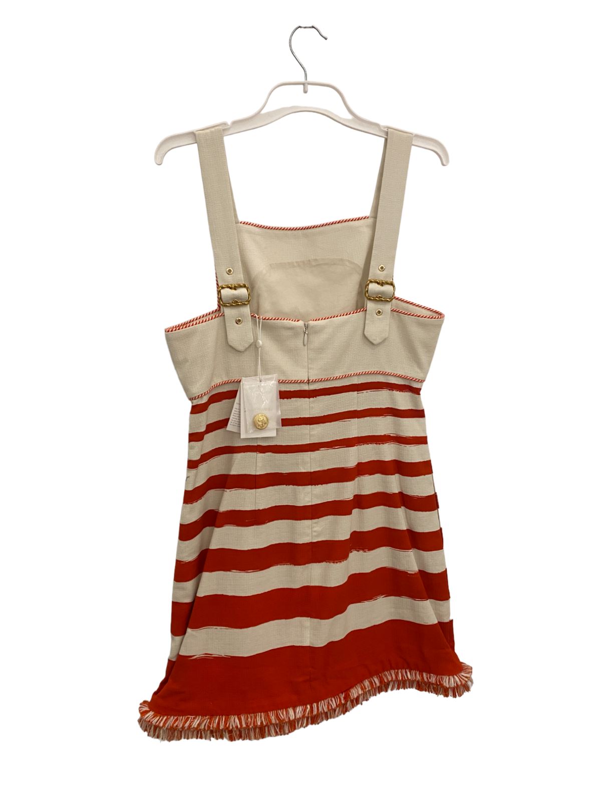 Zimmermann Postcard Boat Neck Mini Dress | Cotton, Red, White Stripe, Textured