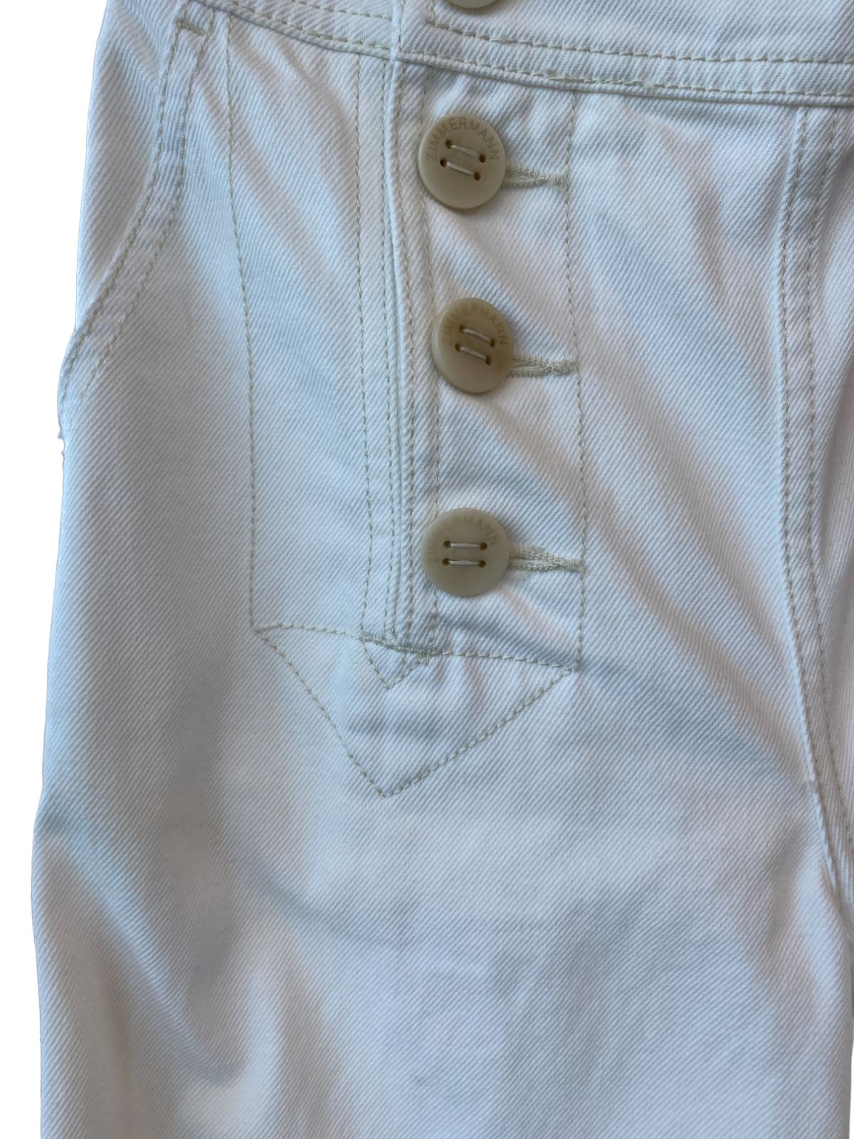 Zimmermann Postcard Wide Leg Jean | 100% Cotton, Button Detail, High Rise Waist