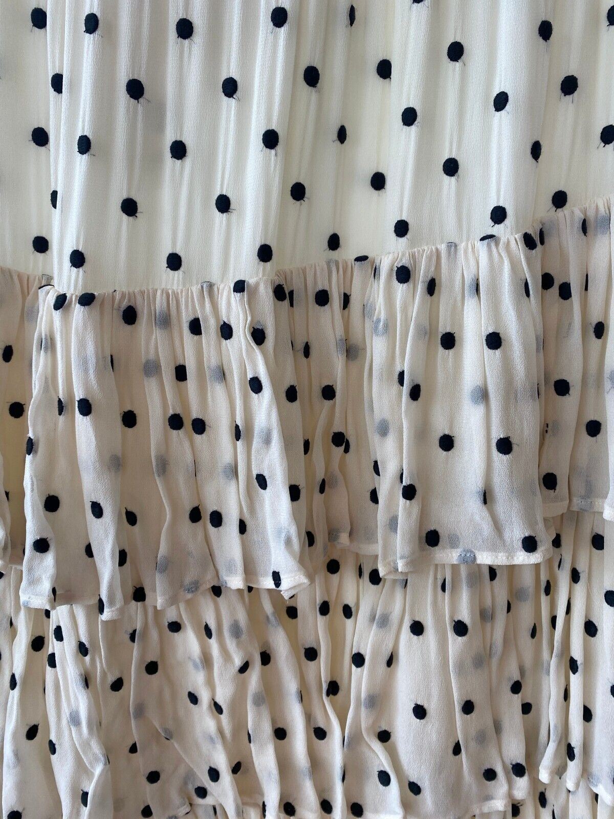 Zimmermann Concert Tiered Skirt | White/Black Dots, Elastic Waist, Embroydered