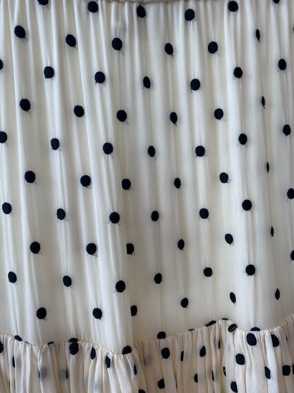 Zimmermann Concert Tiered Skirt | White/Black Dots, Elastic Waist, Embroydered