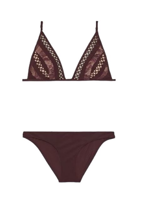 Zimmermann Bayou Lattice Tri Bikini | Merlot/Burgundy, Lace, Italian Lycra