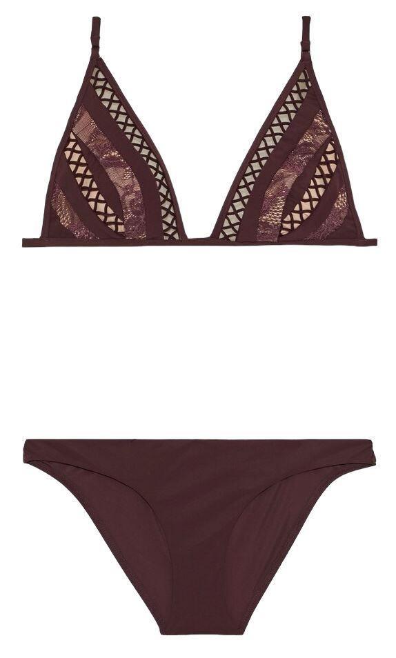 Zimmermann Bayou Lattice Tri Bikini | Merlot/Burgundy, Lace, Italian Lycra