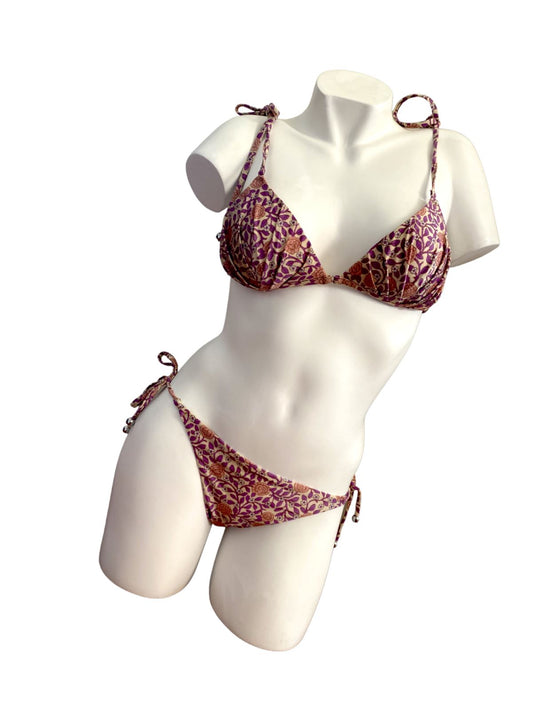 Zimmermann Caravan Tuck Bikini | Pink Floral, Shoulder/Pant ties, Triangle Top