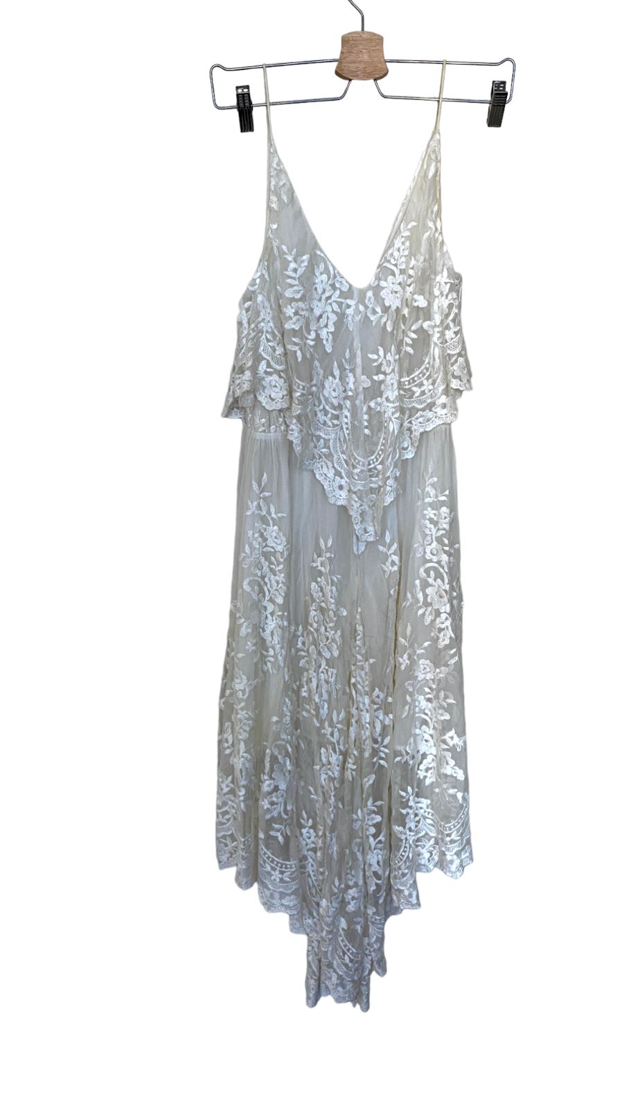 Zimmermann Silk Lace Hanky Dress | White/Cream, Lined, Embroidery, Size 1