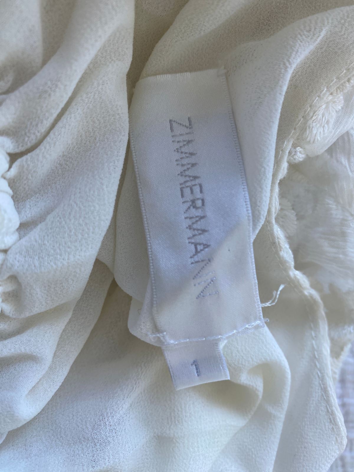 Zimmermann Silk Lace Hanky Dress | White/Cream, Lined, Embroidery, Size 1