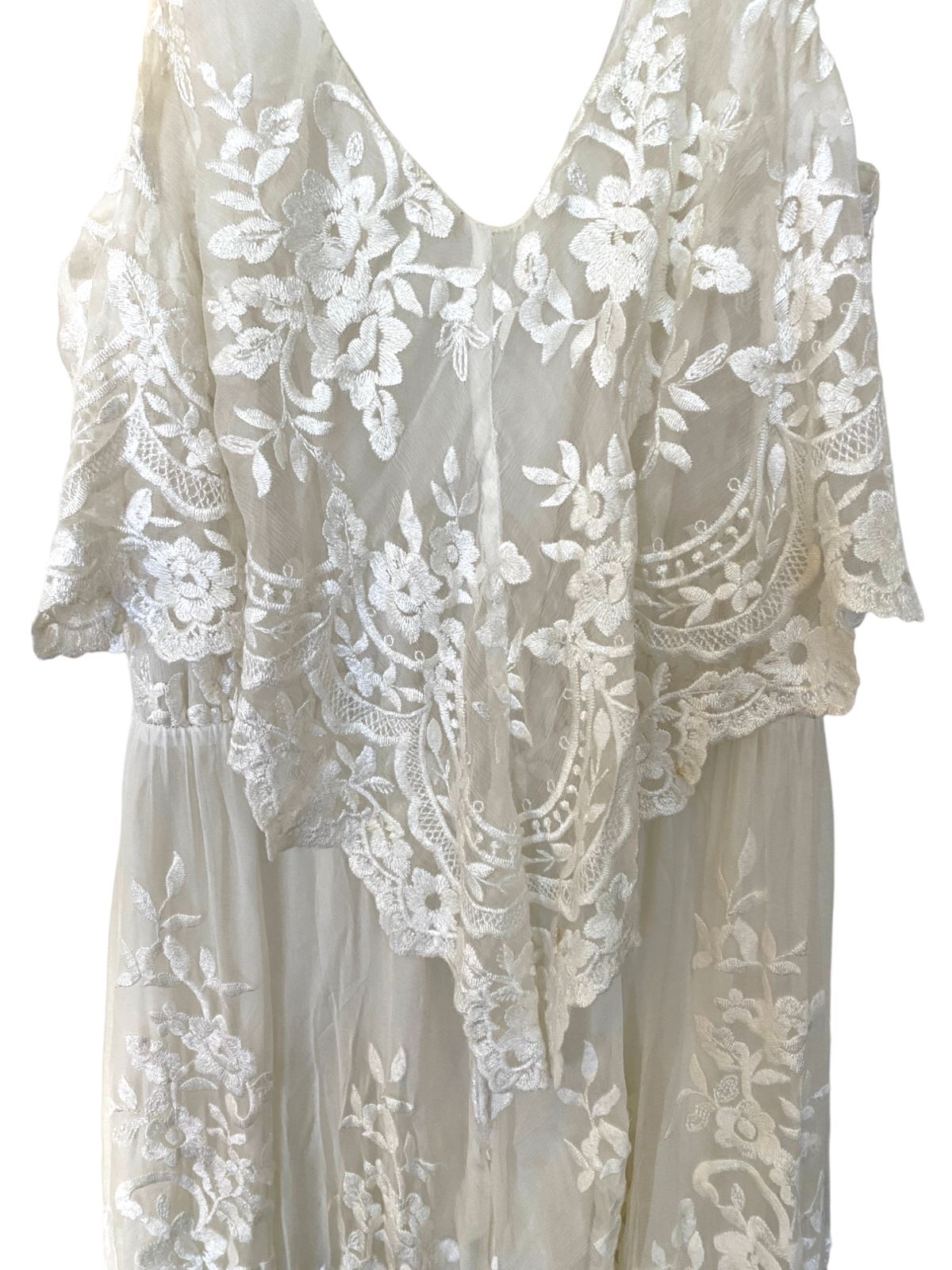 Zimmermann Silk Lace Hanky Dress | White/Cream, Lined, Embroidery, Size 1