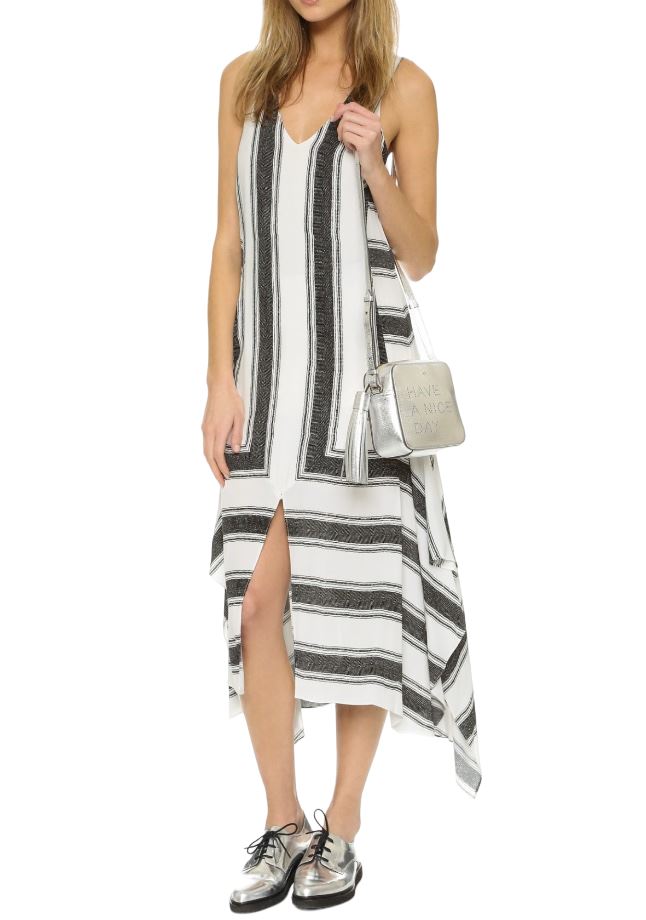 Sass & Bide Aspen Shiver Dress | Black & White Stripes, Asymmetrical, Maxi/Midi