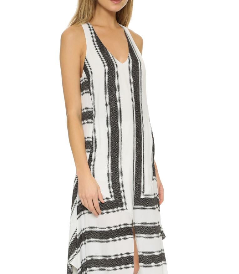 Sass & Bide Aspen Shiver Dress | Black & White Stripes, Asymmetrical, Maxi/Midi