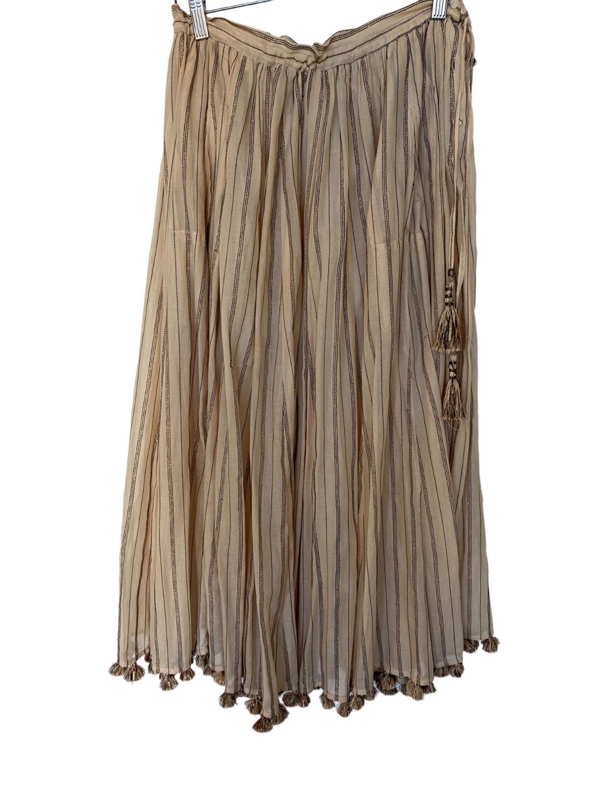 Zimmermann Suraya Draw Flare Skirt | Striped, Tassles, Lurex/Metallic, Cotton