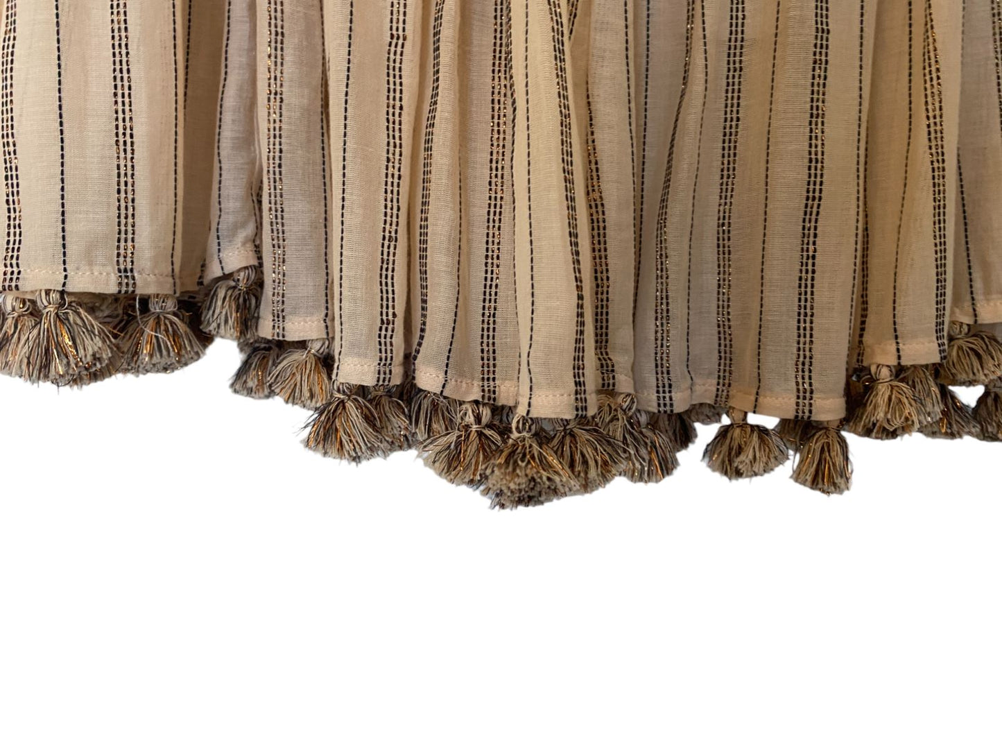 Zimmermann Suraya Draw Flare Skirt | Striped, Tassles, Lurex/Metallic, Cotton