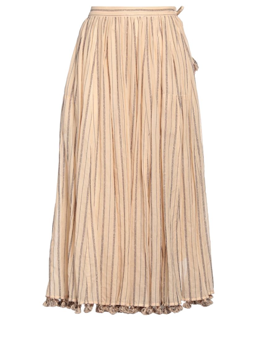 Zimmermann Suraya Draw Flare Skirt | Striped, Tassles, Lurex/Metallic, Cotton