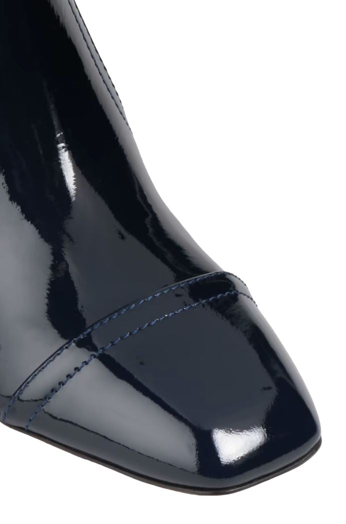 Zimmermann Patent Ankle Boots | Navy / Italian Made, Square Toe, Kitten Heel