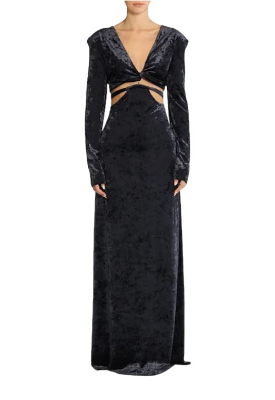 CAMILLA AND MARC Brooks Dress | Maxi, Cut Outs, Stretch Velour / Velvet, Navy