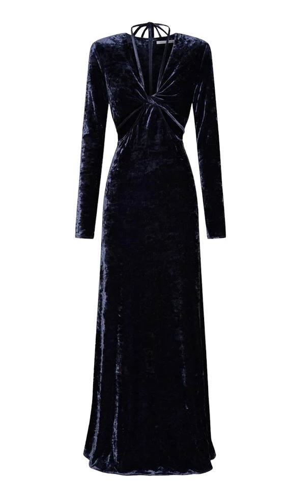 CAMILLA AND MARC Brooks Dress | Maxi, Cut Outs, Stretch Velour / Velvet, Navy