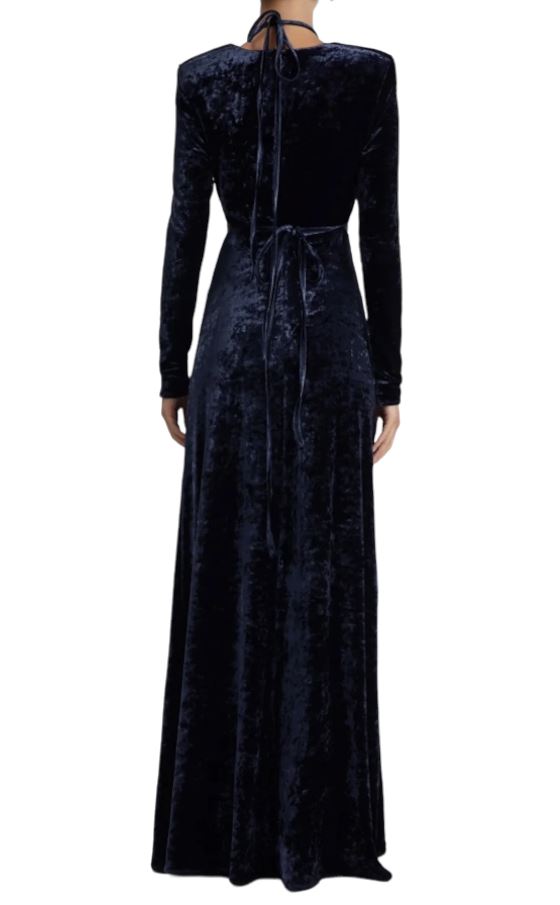 CAMILLA AND MARC Brooks Dress | Maxi, Cut Outs, Stretch Velour / Velvet, Navy