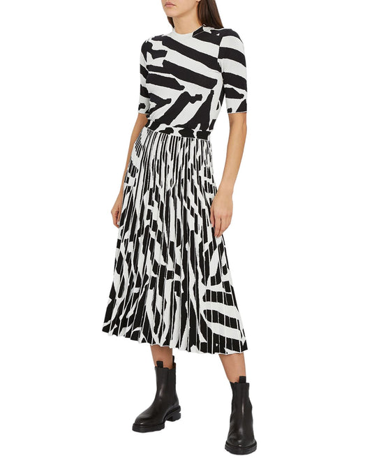 Proenza Schouler Pleated Zebra Midi Skirt | Stretch Knit, Elasticised, Sz Small