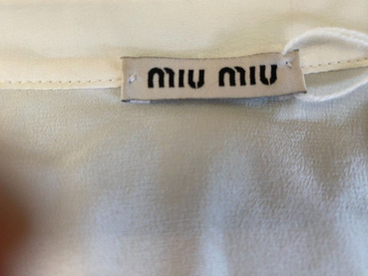 Miu Miu Silk Tuxedo Blouse | Cream Colour, Frills, Sz 38, Lightweight, Button Up