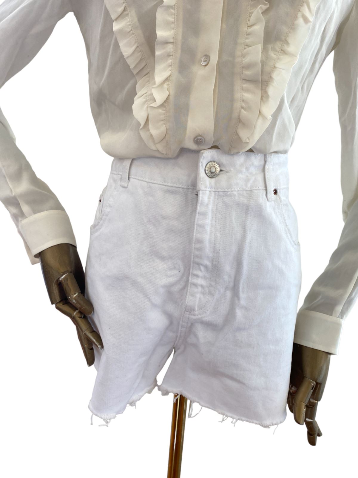 Miu Miu Silk Tuxedo Blouse | Cream Colour, Frills, Sz 38, Lightweight, Button Up