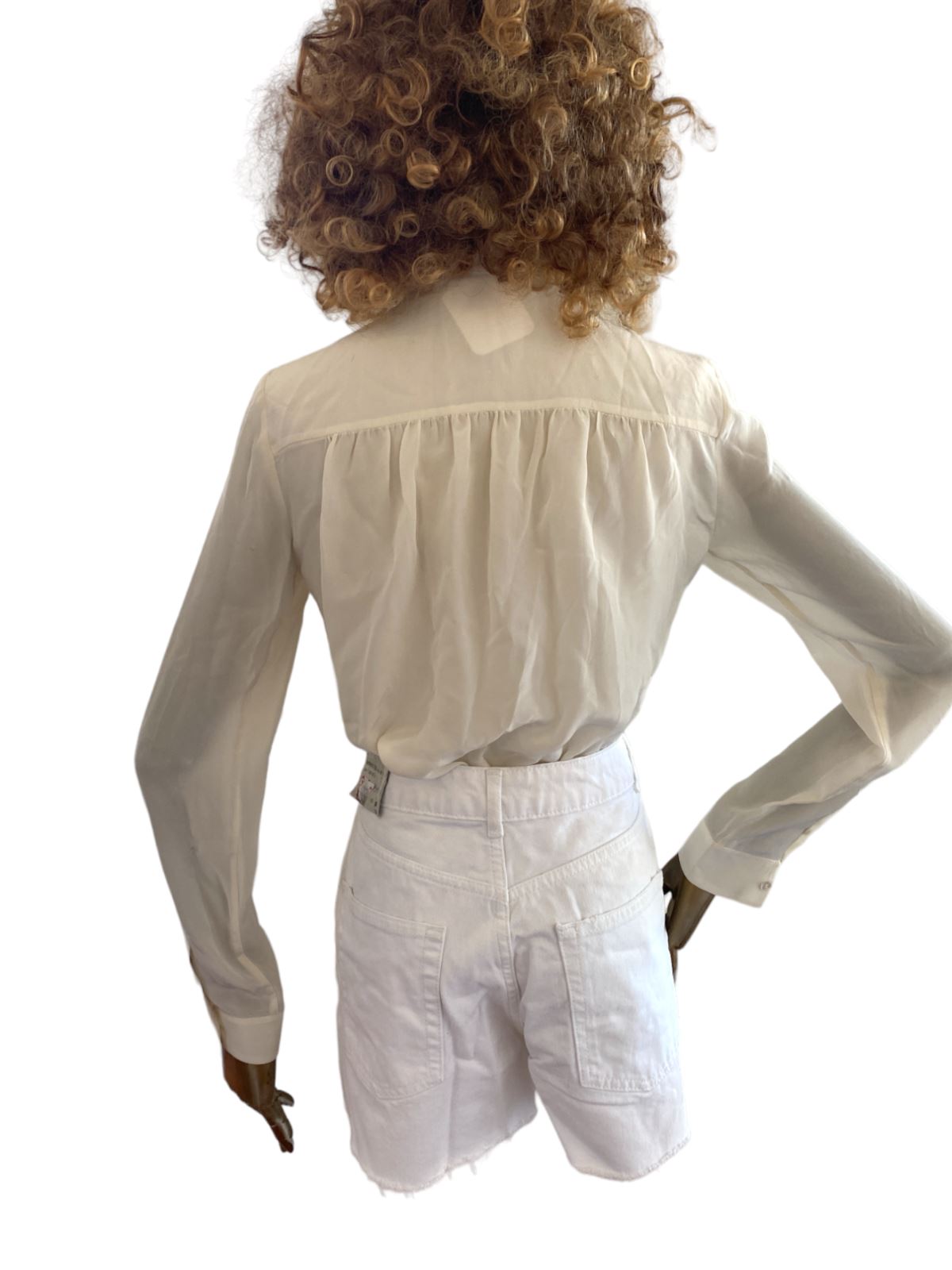 Miu Miu Silk Tuxedo Blouse | Cream Colour, Frills, Sz 38, Lightweight, Button Up
