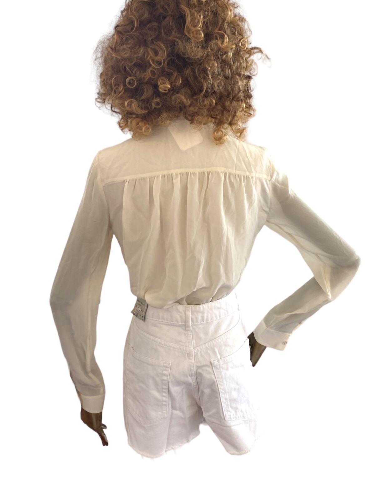 Miu Miu Silk Tuxedo Blouse | Cream Colour, Frills, Sz 38, Lightweight, Button Up