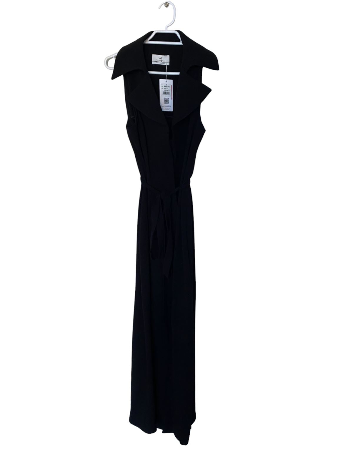 CUE Collared Maxi Dress | Black, Size 8, Belted, Sustainable, Ethical, Jacket