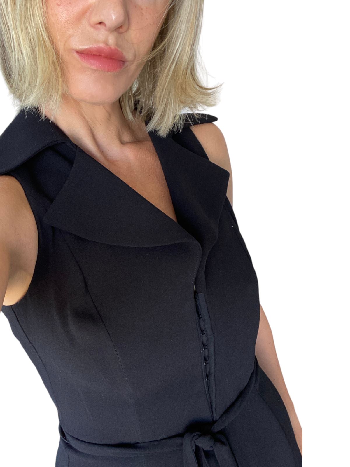 CUE Collared Maxi Dress | Black, Size 8, Belted, Sustainable, Ethical, Jacket