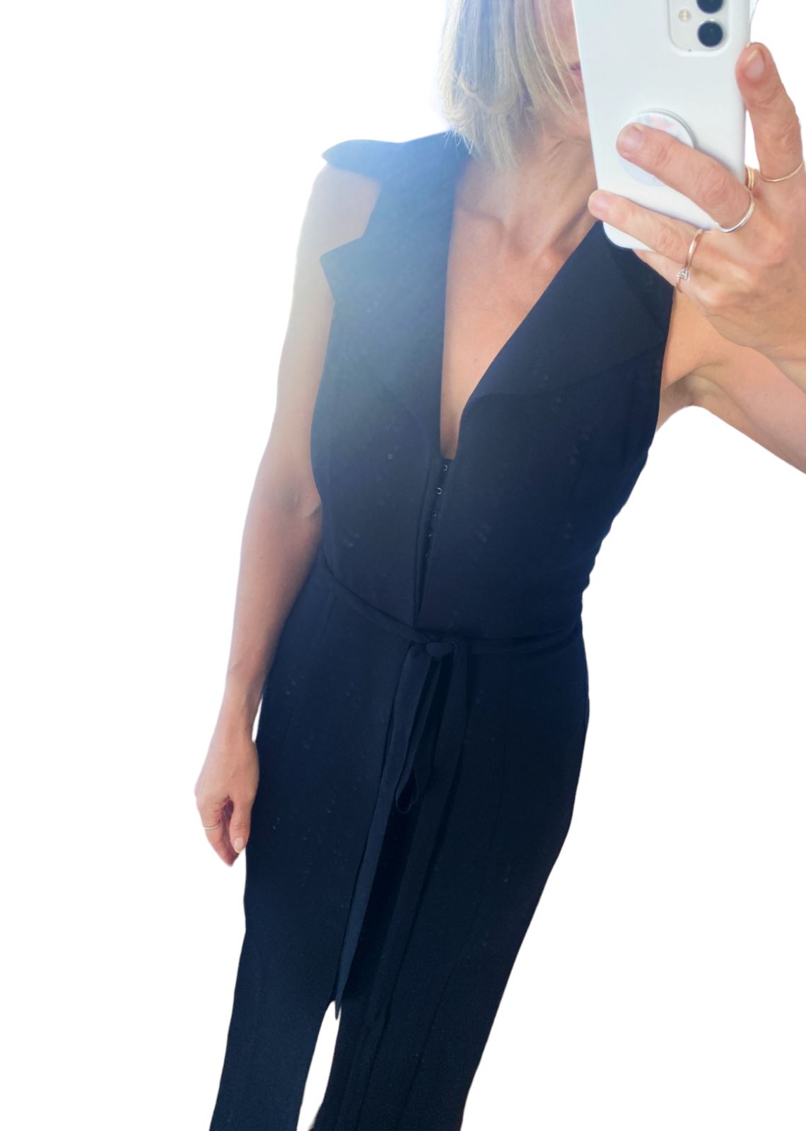 CUE Collared Maxi Dress | Black, Size 8, Belted, Sustainable, Ethical, Jacket