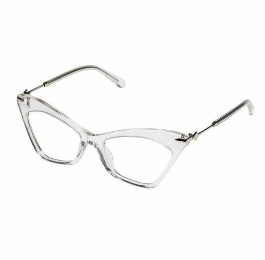 Karen Walker Margaret Optical Glasses| Clear/Silver Acetate Cat Eye,Prescription