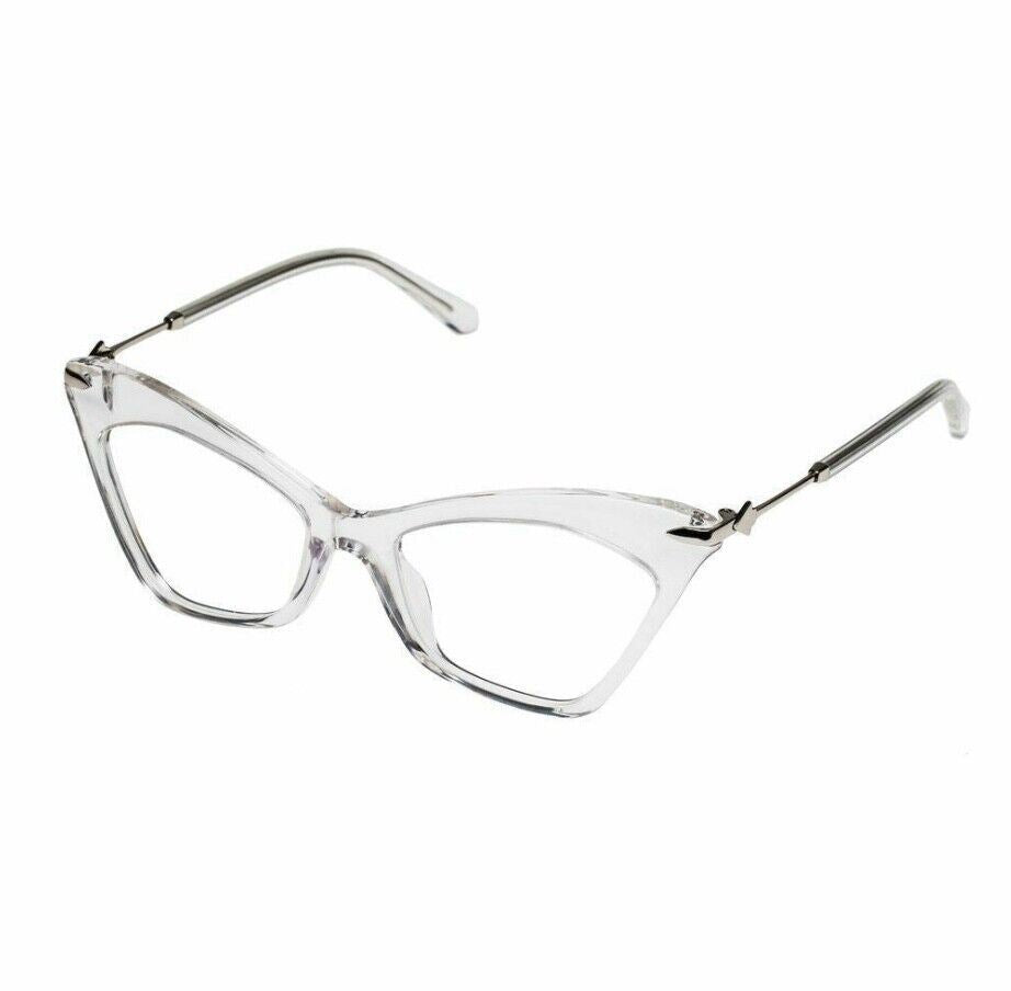 Karen Walker Margaret Optical Glasses| Clear/Silver Acetate Cat Eye,Prescription