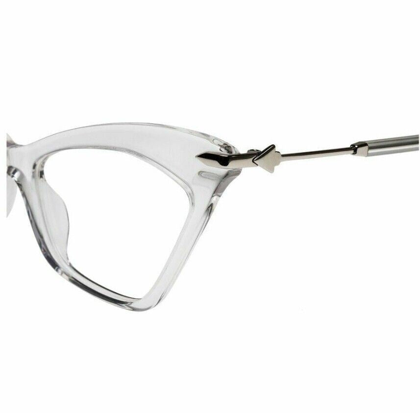 Karen Walker Margaret Optical Glasses| Clear/Silver Acetate Cat Eye,Prescription