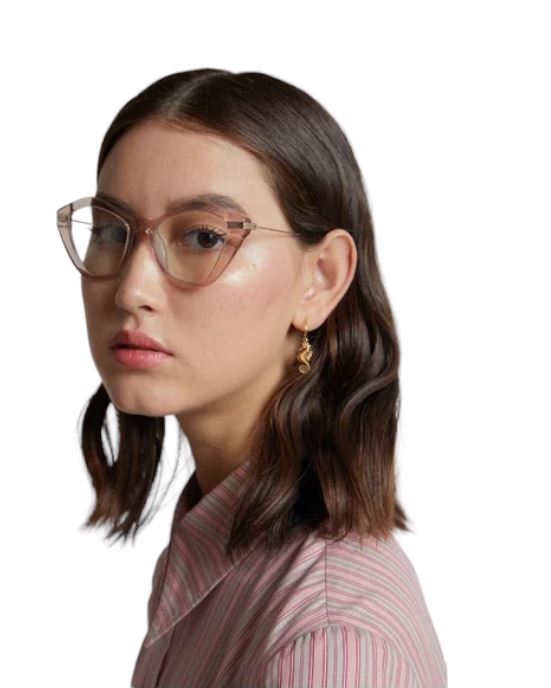 Karen Walker Rosalind Optical Glasses | Marble Silver Acetate / Silver, Cat Eye