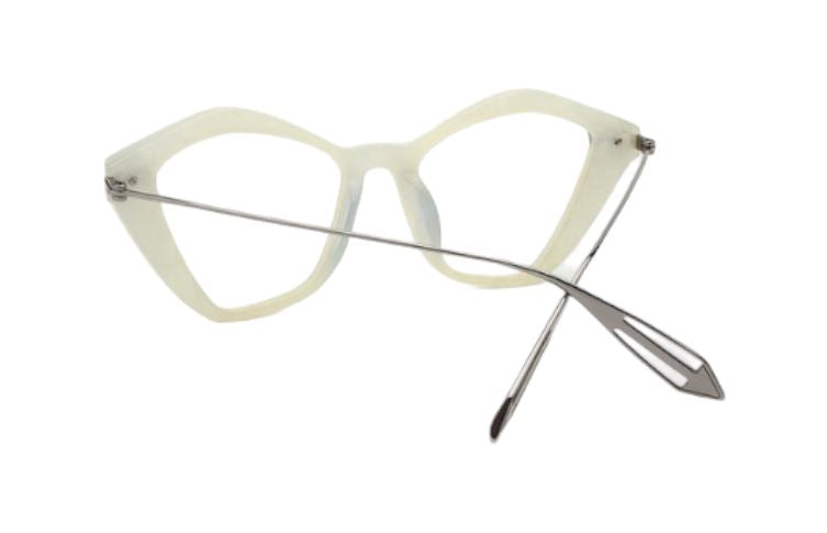 Karen Walker Rosalind Optical Glasses | Marble Silver Acetate / Silver, Cat Eye