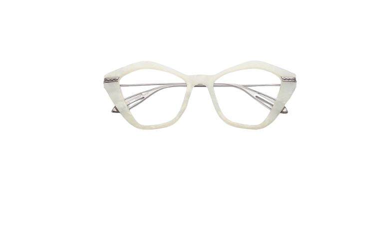 Karen Walker Rosalind Optical Glasses | Marble Silver Acetate / Silver, Cat Eye