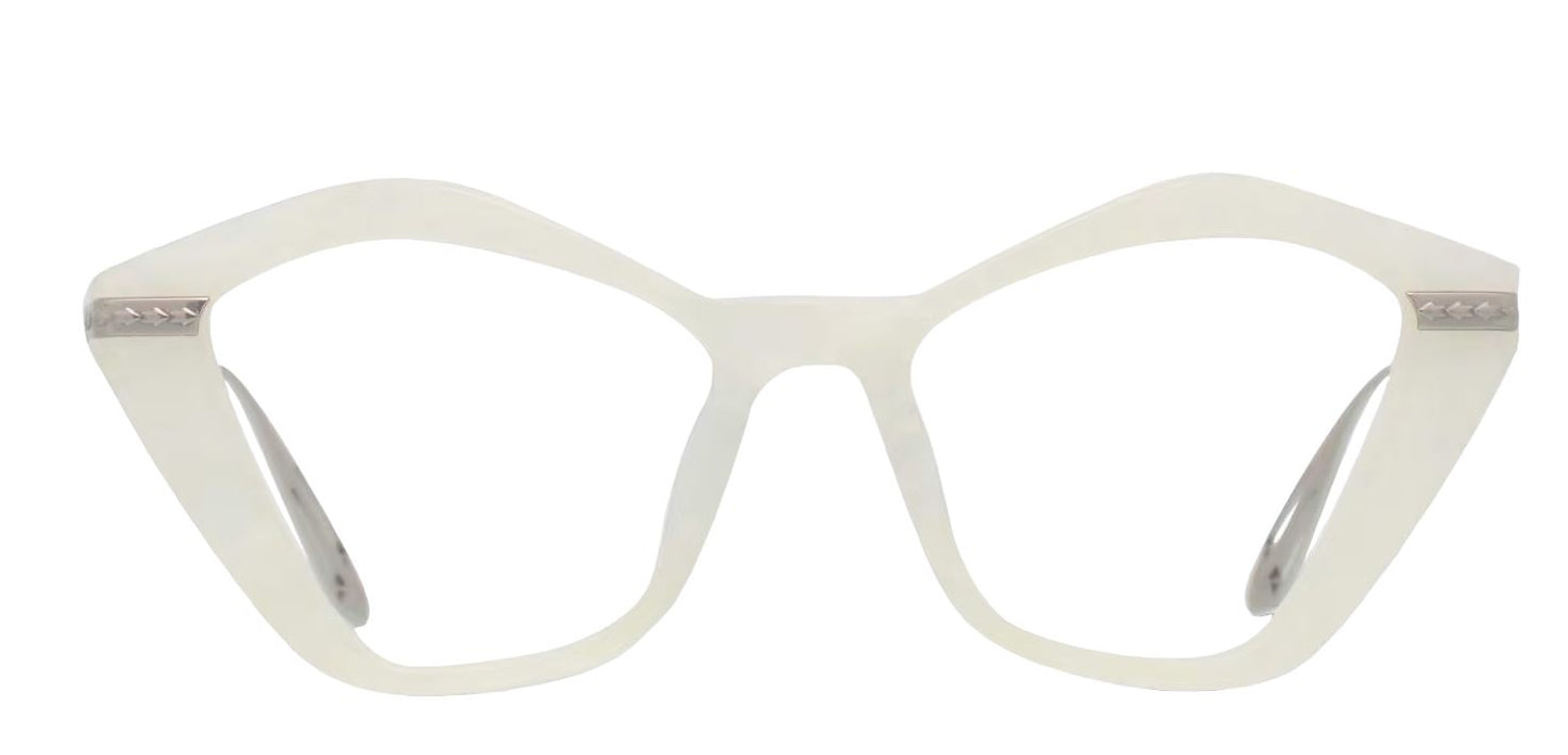 Karen Walker Rosalind Optical Glasses | Marble Silver Acetate / Silver, Cat Eye