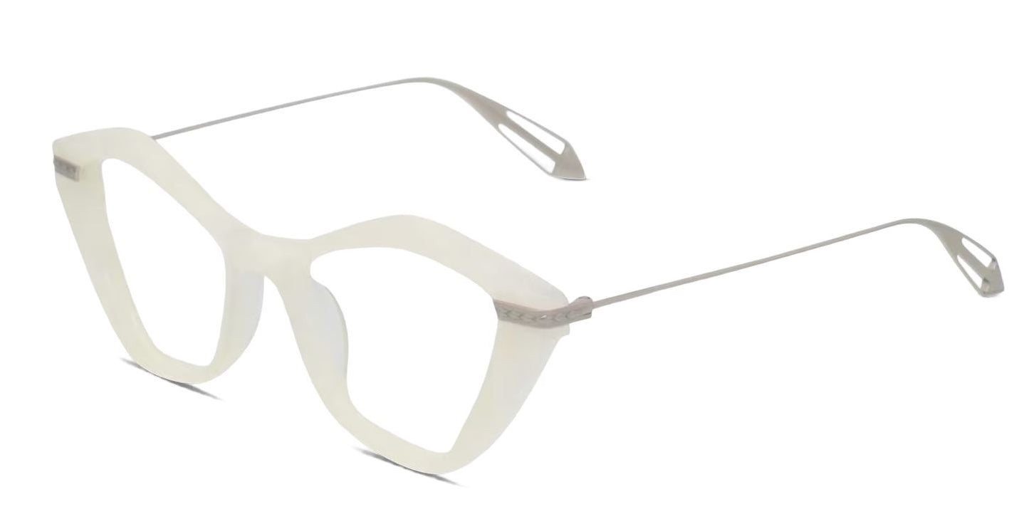 Karen Walker Rosalind Optical Glasses | Marble Silver Acetate / Silver, Cat Eye