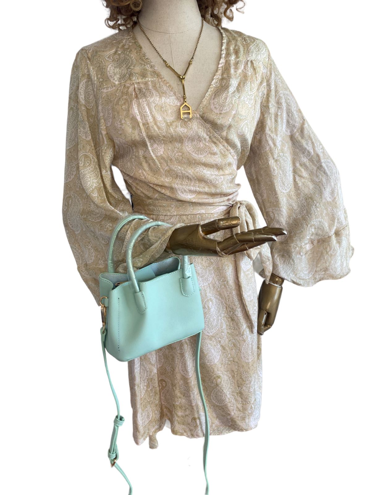 Olivia & Co Hero Bag | Vegan Leather, Top Handle Cross Body, Pastel Mint Green