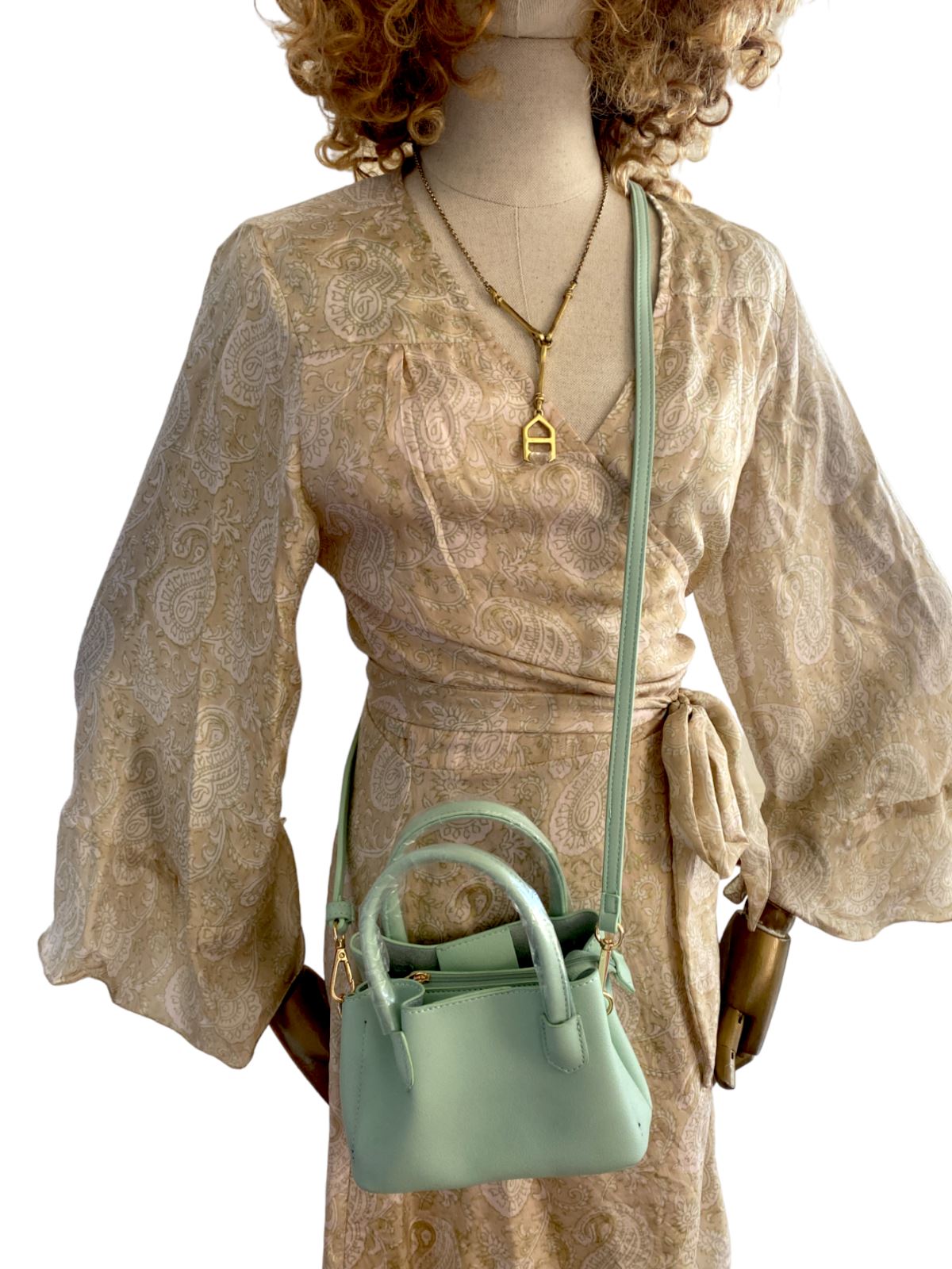 Olivia & Co Hero Bag | Vegan Leather, Top Handle Cross Body, Pastel Mint Green