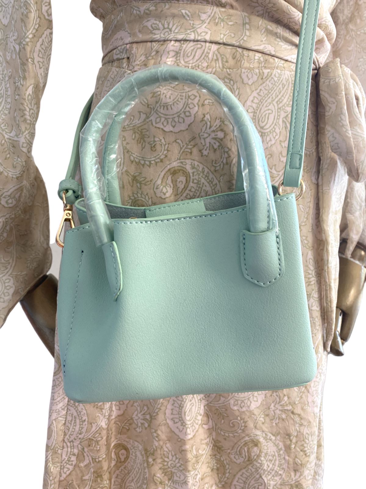 Olivia & Co Hero Bag | Vegan Leather, Top Handle Cross Body, Pastel Mint Green
