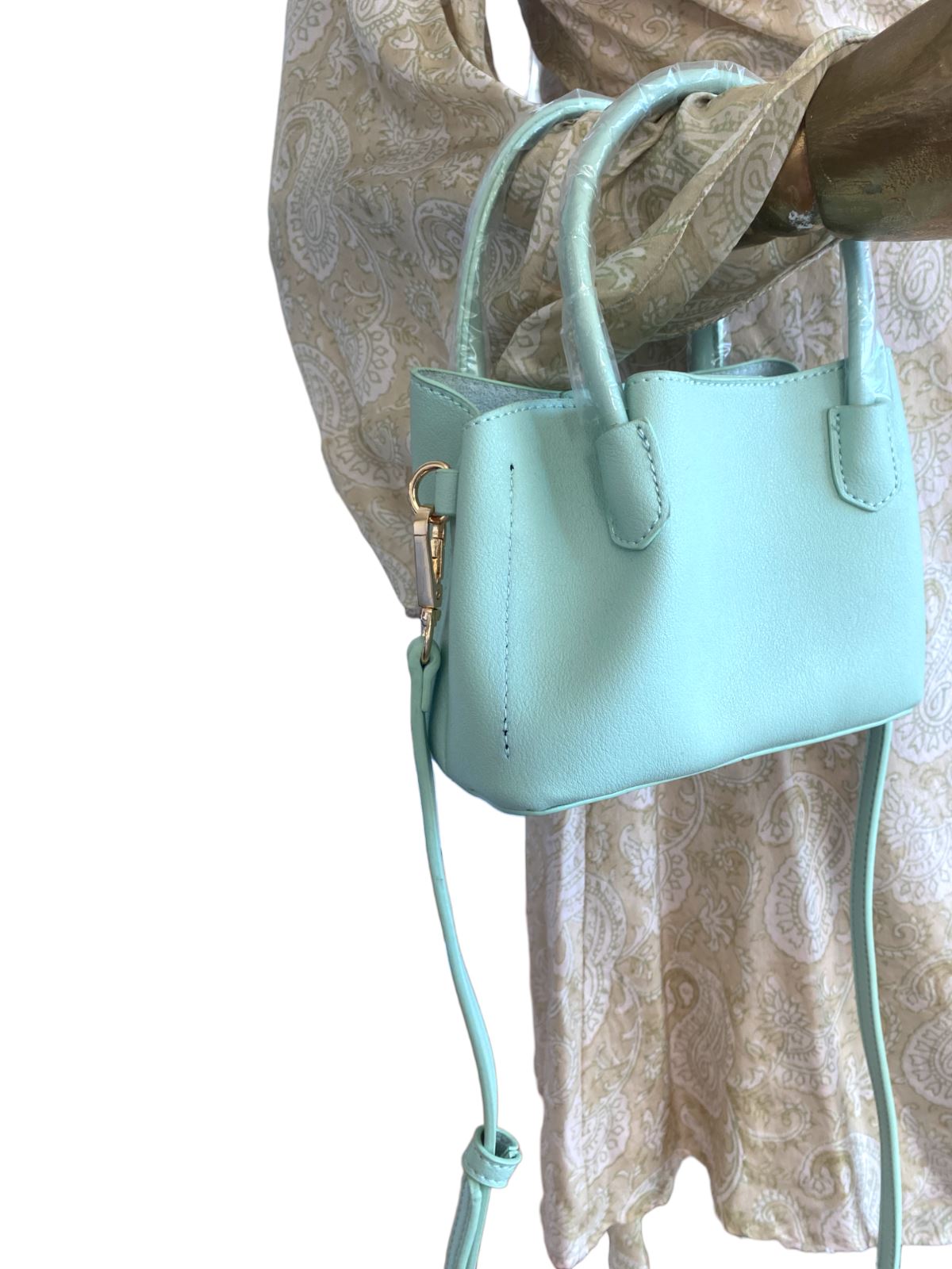 Olivia & Co Hero Bag | Vegan Leather, Top Handle Cross Body, Pastel Mint Green