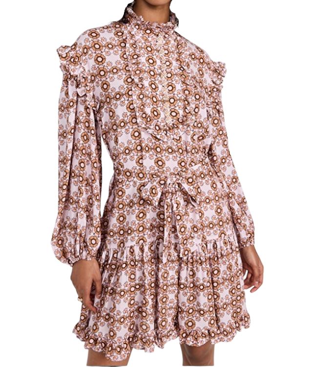 Zimmermann Daisy Mini Dress | Pink Daisy Print, Puff Sleeve, Belt, Silk Blend