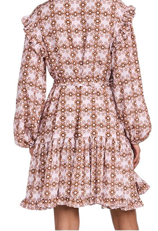 Zimmermann Daisy Mini Dress | Pink Daisy Print, Puff Sleeve, Belt, Silk Blend