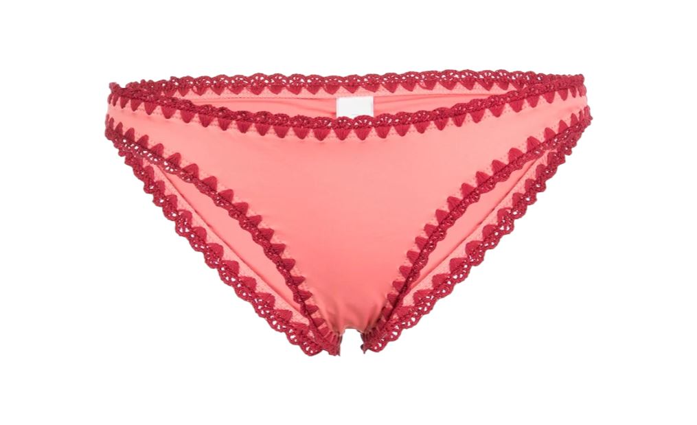 Zimmermann Lyre Crochet Frill Bikini | Pink/Red/Rose, Shoulder Frills, Padding