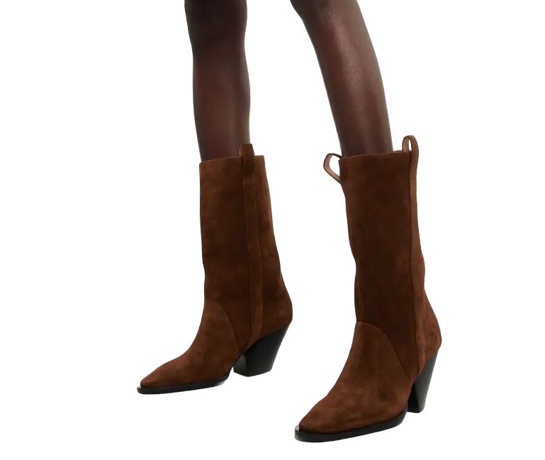 Zimmermann Texano Boots | Brown Coffee Suede, Italian Made, Pull On, Mid Length
