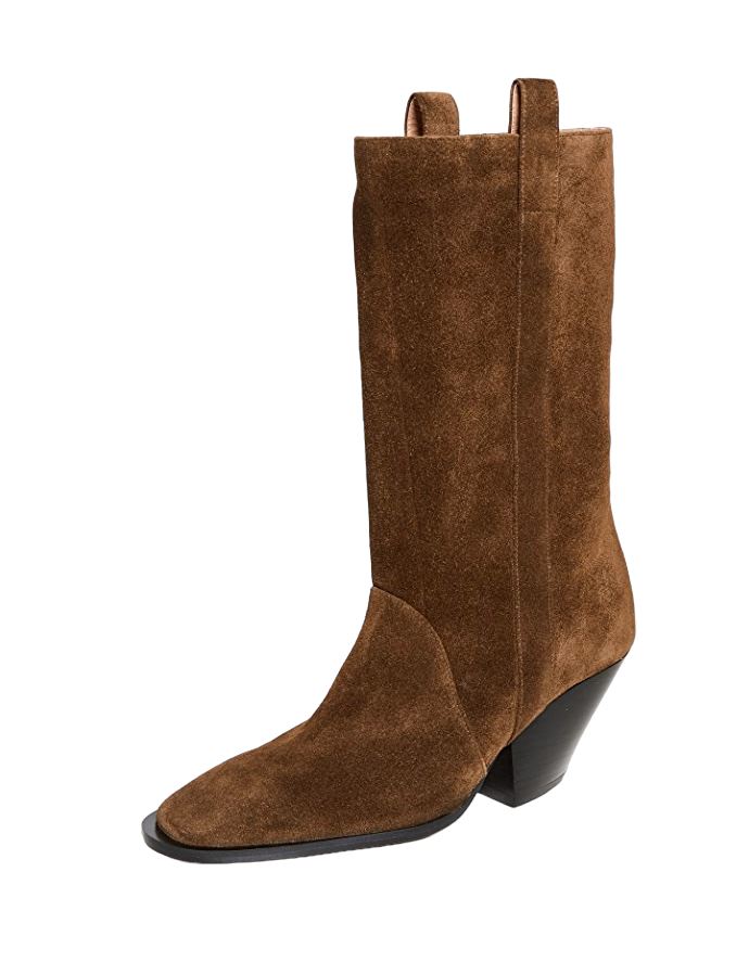 Zimmermann Texano Boots | Brown Coffee Suede, Italian Made, Pull On, Mid Length