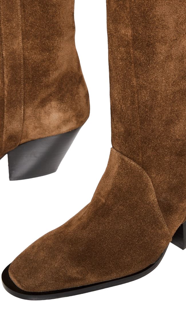 Zimmermann Texano Boots | Brown Coffee Suede, Italian Made, Pull On, Mid Length