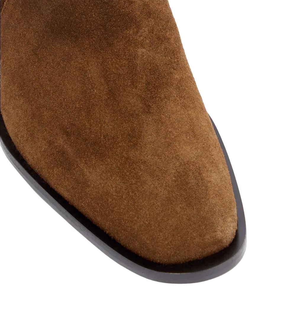 Zimmermann Texano Boots | Brown Coffee Suede, Italian Made, Pull On, Mid Length