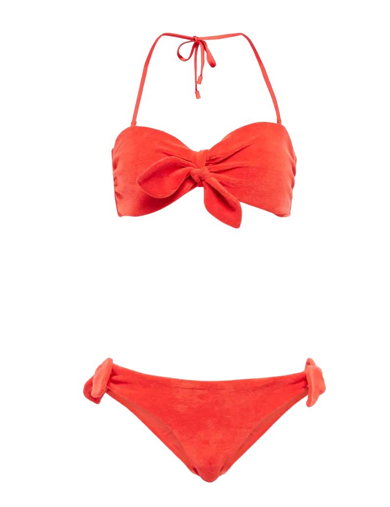 Zimmermann Lyre Terry Tie Bikini | Bandeau, Low Rise, Terry Cloth, Halter Strap