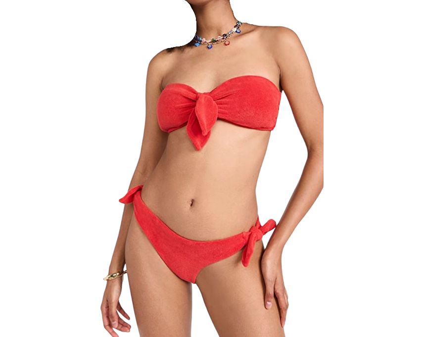 Zimmermann Lyre Terry Tie Bikini | Bandeau, Low Rise, Terry Cloth, Halter Strap