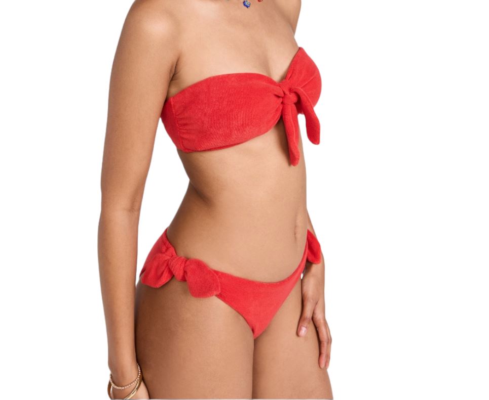 Zimmermann Lyre Terry Tie Bikini | Bandeau, Low Rise, Terry Cloth, Halter Strap